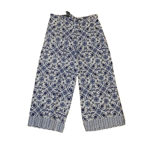 Joie Women's Blue Floral Print Cropped Linen Pants Size 10 NWOT - Picture 3 of 6